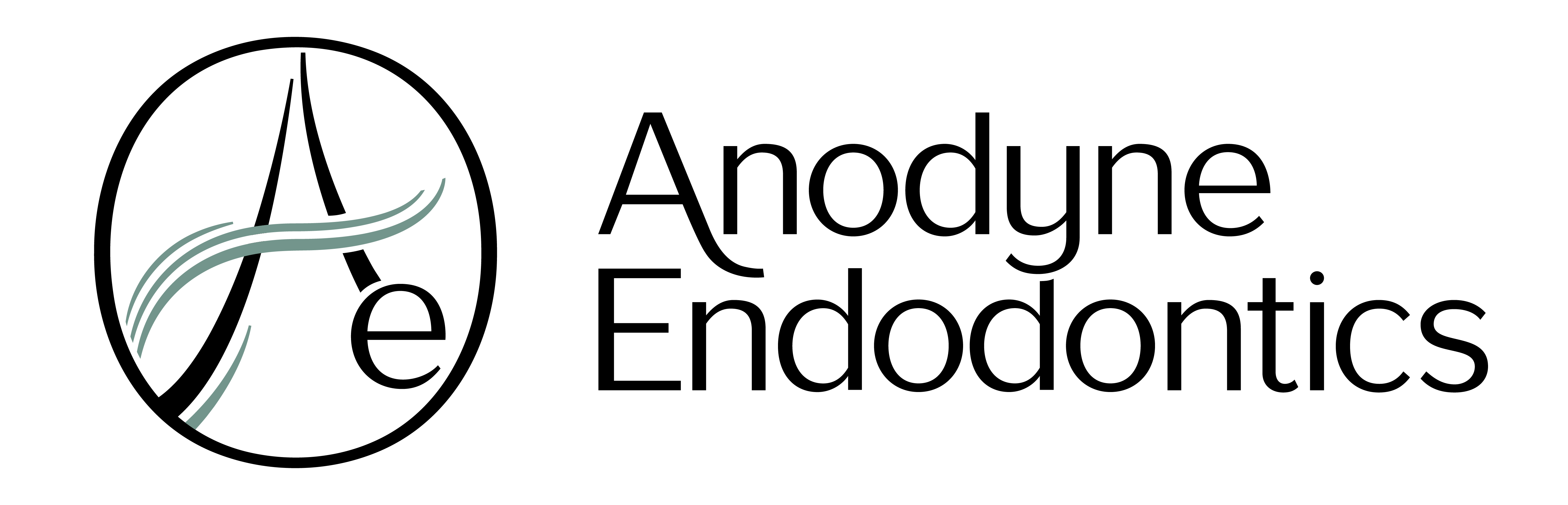 Anodyne Endodontics logo featuring stylized dental imagery and text, representing a dental practice specializing in endodontic care.