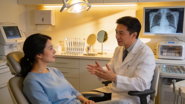 Dental consultation about root canal retreatment costs with a dentist and patient