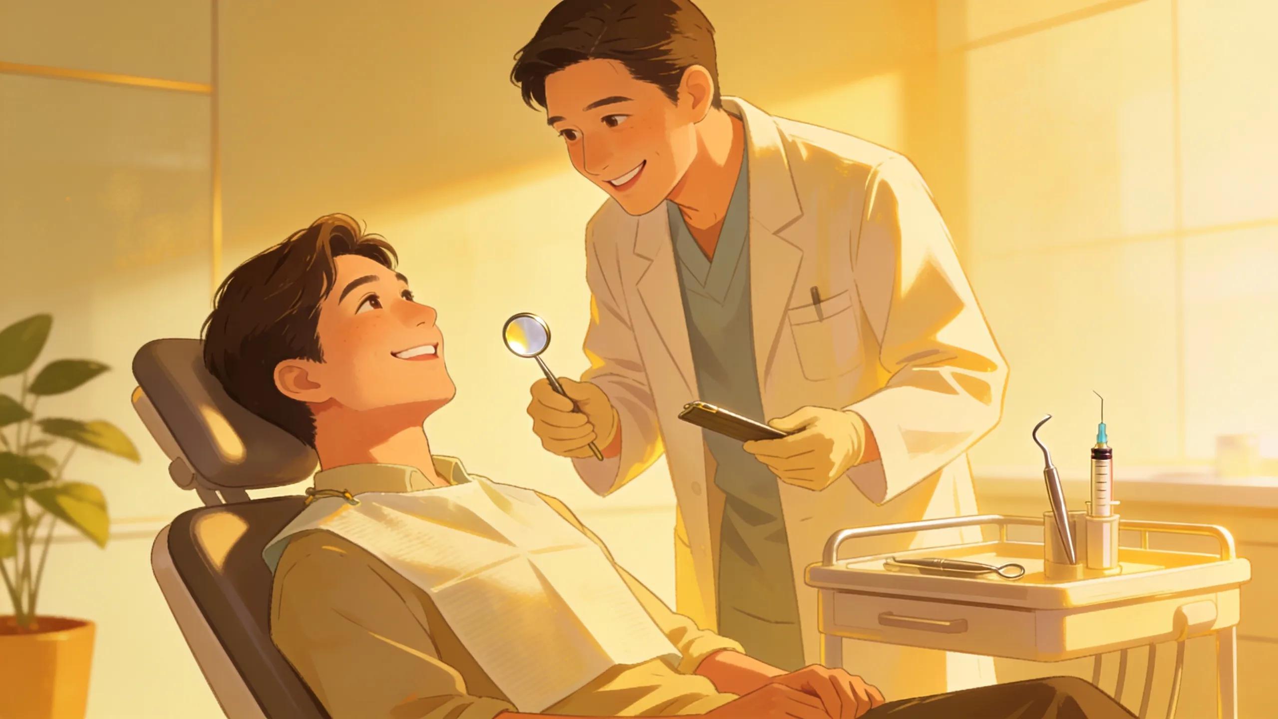 Patient experiencing relief in the dental chair after a single-visit root canal treatment