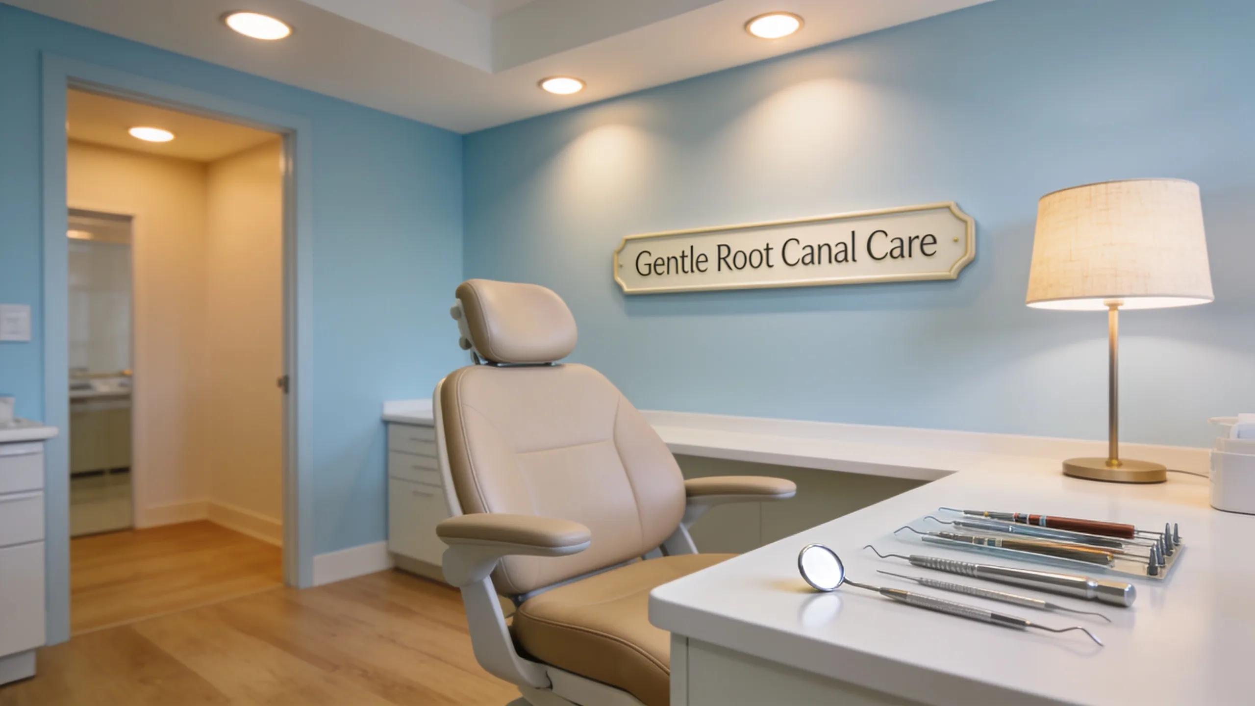 Warm and inviting dental clinic interior focused on patient care for root canal treatments