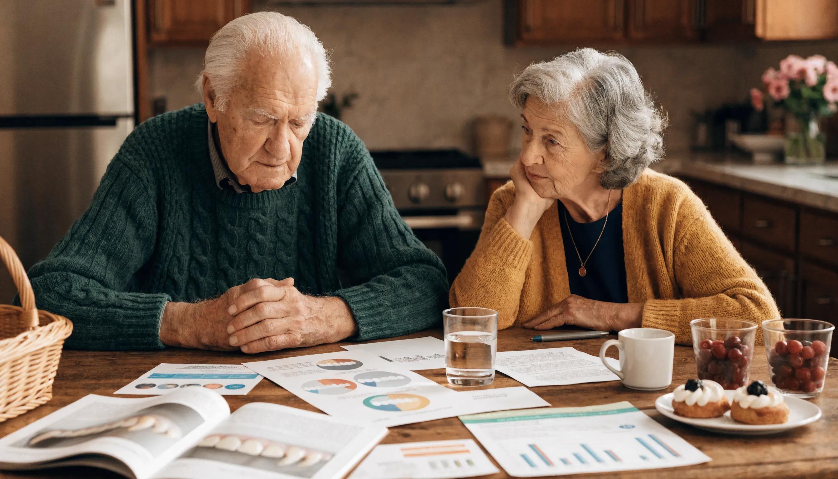 Elderly couple reviewing dental insurance options, highlighting the importance of informed healthcare choices