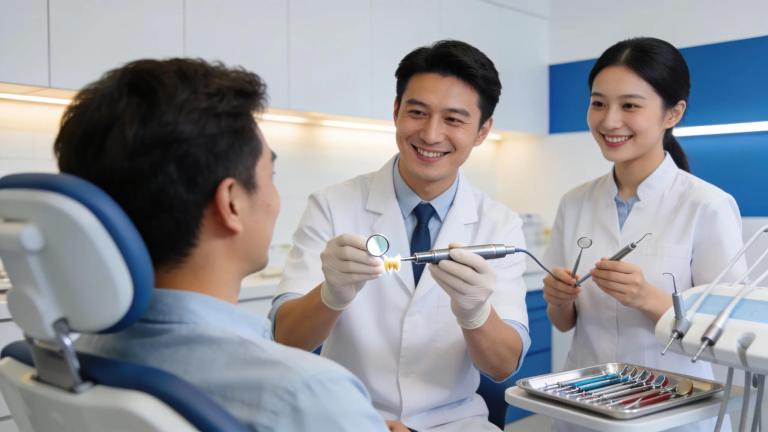 Dental clinic with a patient receiving root canal treatment, illustrating comfort and professionalism