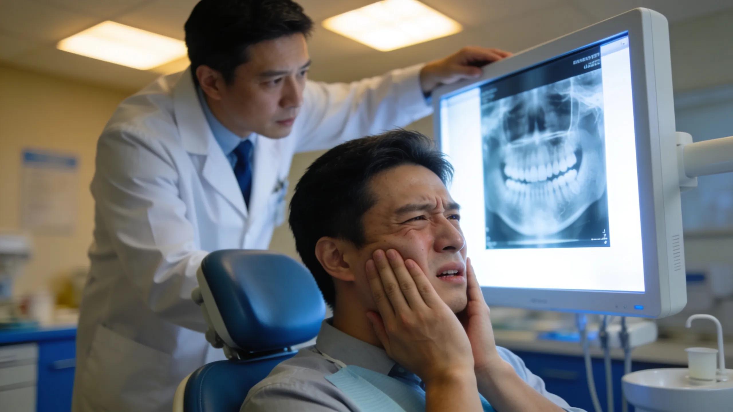 Patient in dental emergency showcasing pain relief efforts by an endodontist