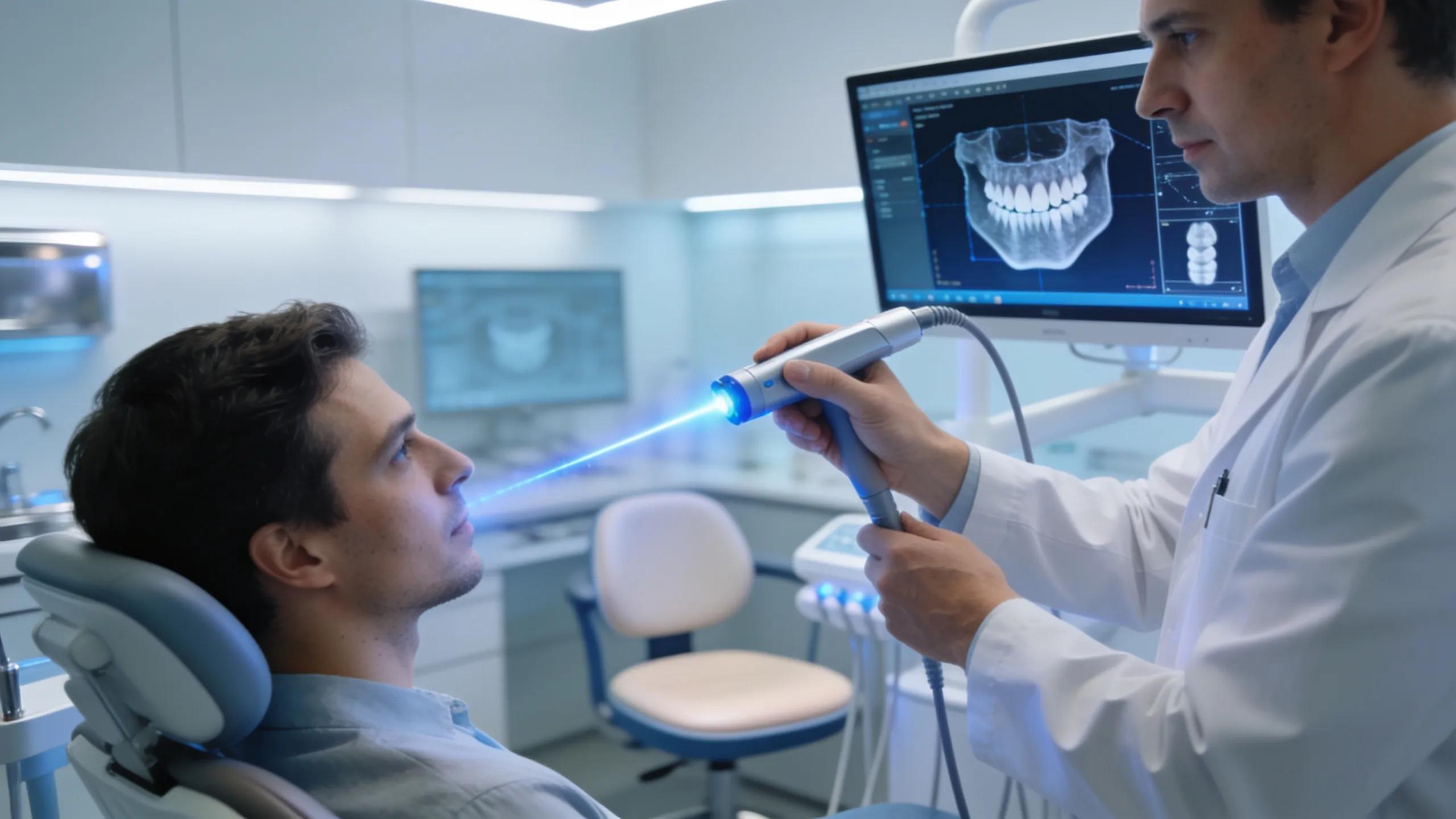 High-tech dental procedure illustrating innovations in endodontic treatments and patient care