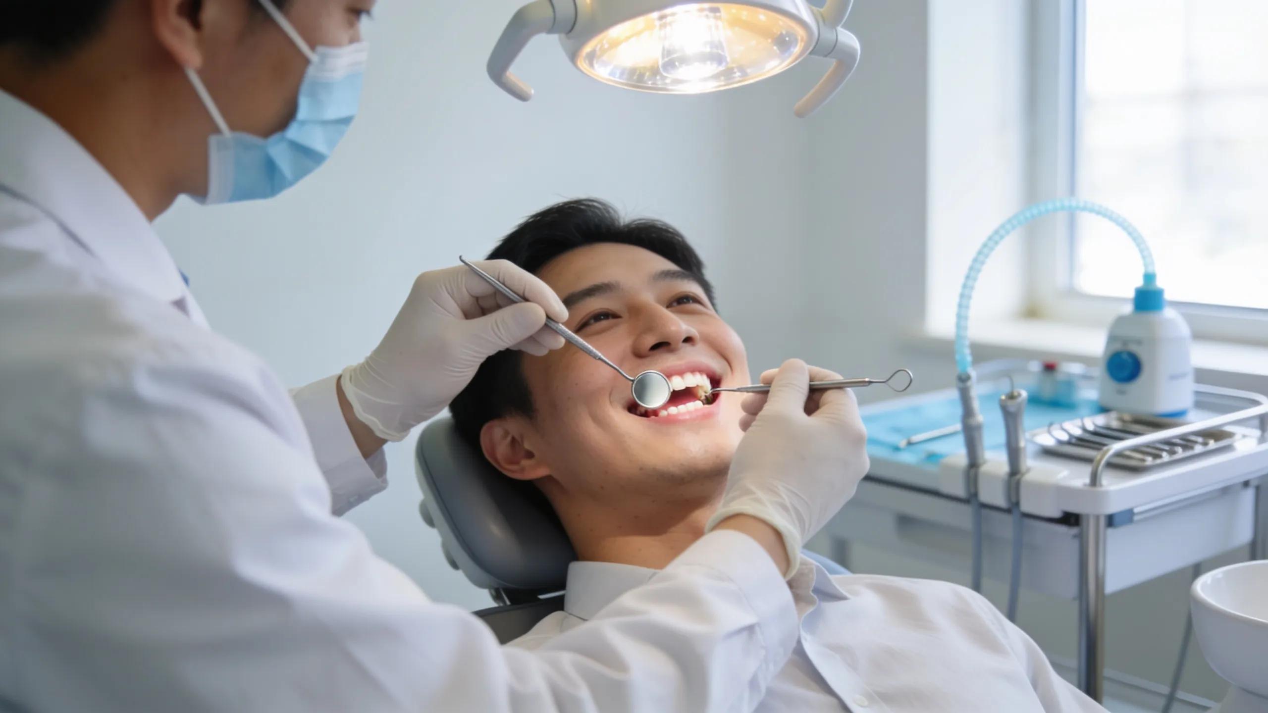 Dentist examining a patient highlighting common dental procedures