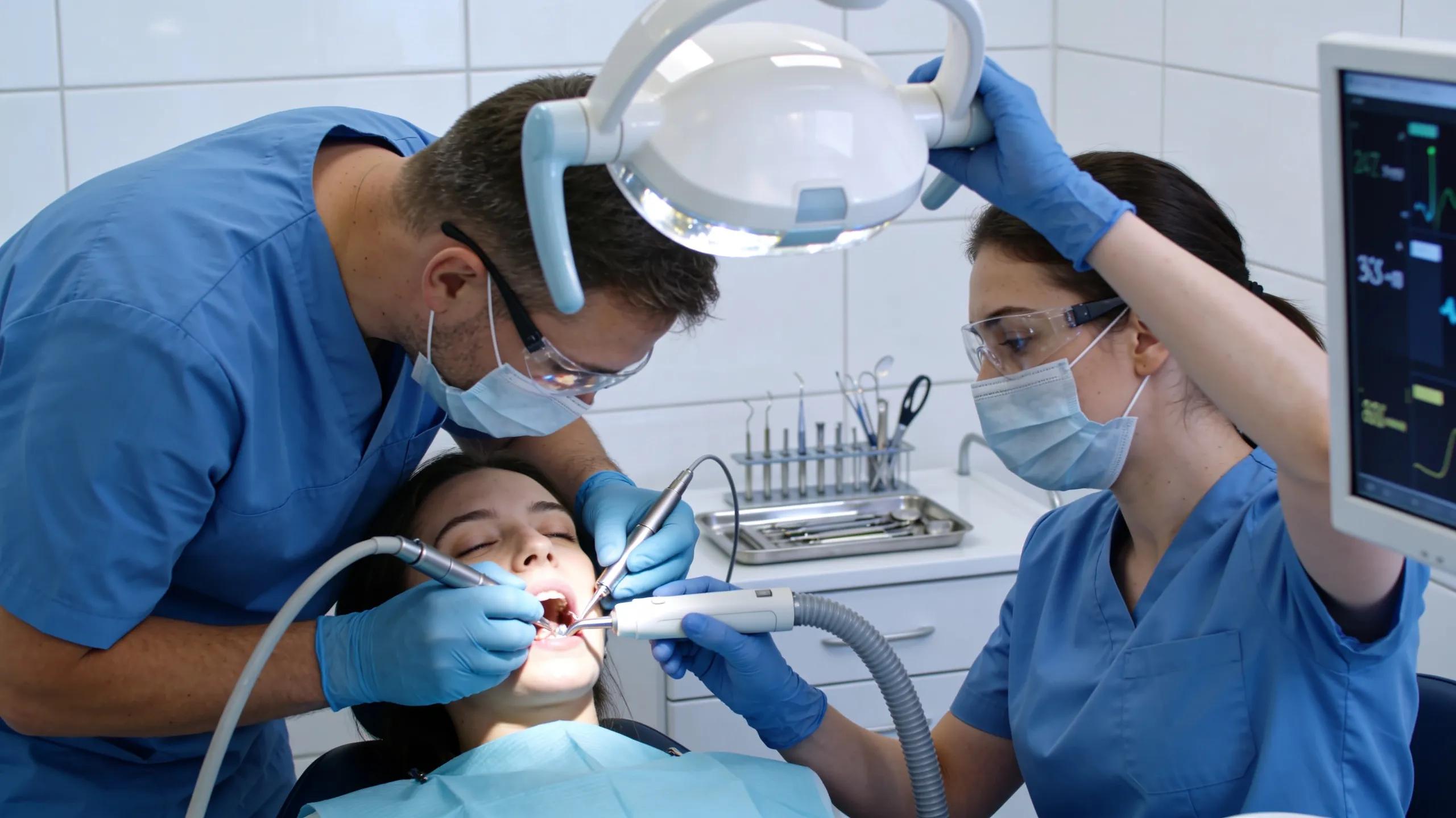 Dentist performing emergency root canal procedure emphasizing immediate dental care