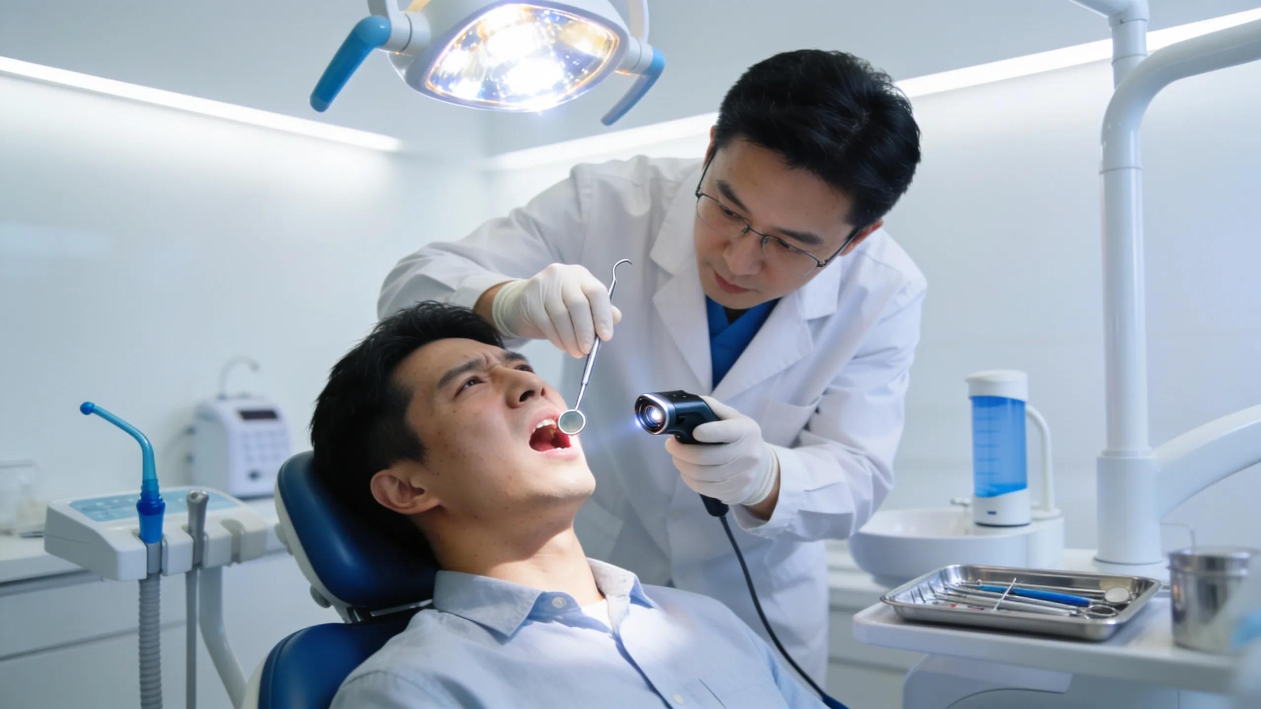Emergency dental care session highlighting patient examination and urgency