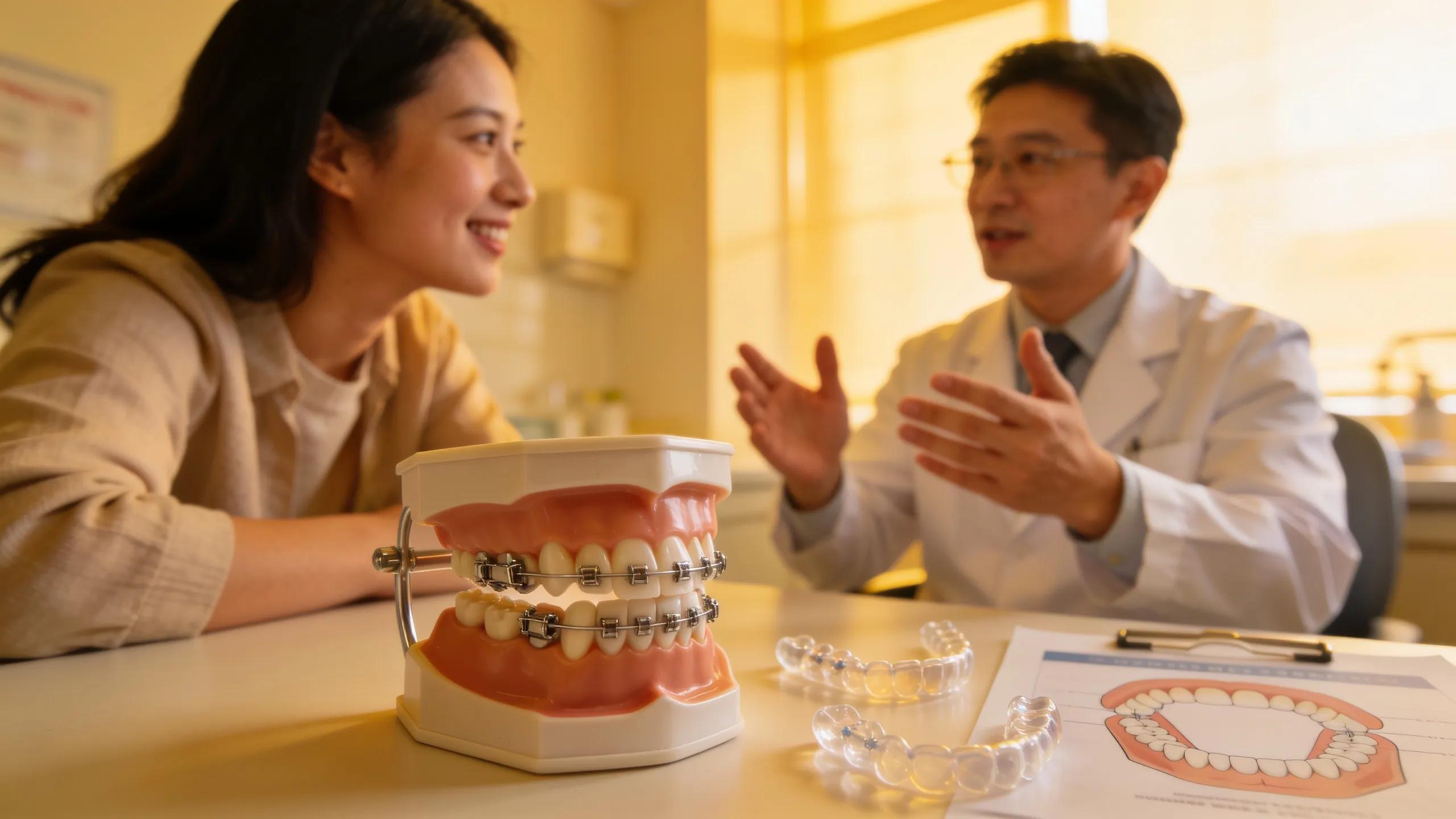 Orthodontist discussing treatment options with a patient