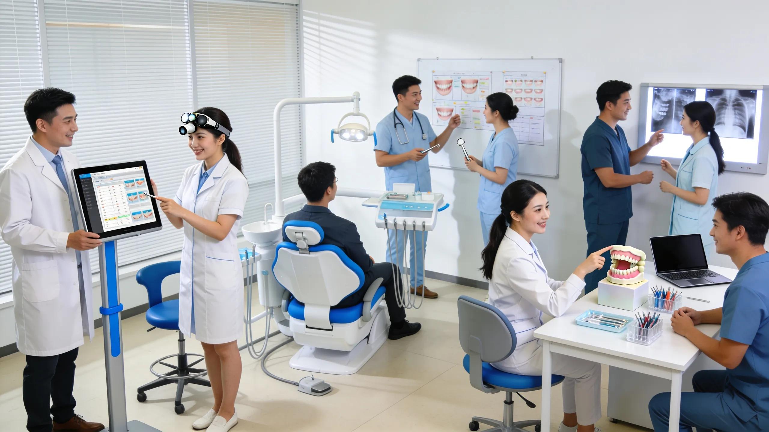 Dental professionals collaborating in a modern office to enhance community care