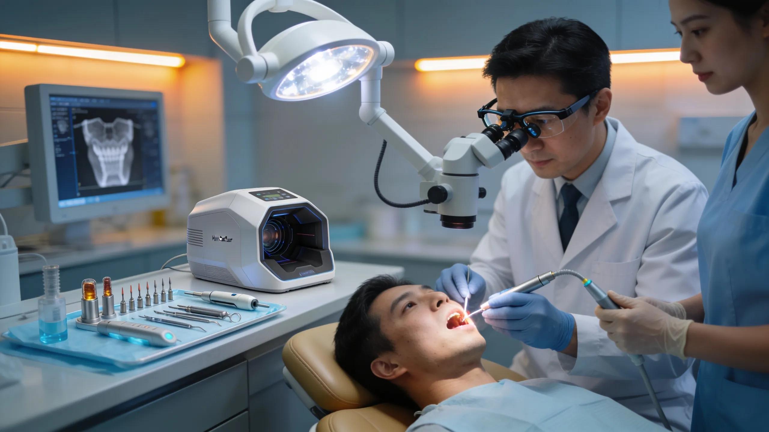 Advanced dental technology used in gentle root canal treatments