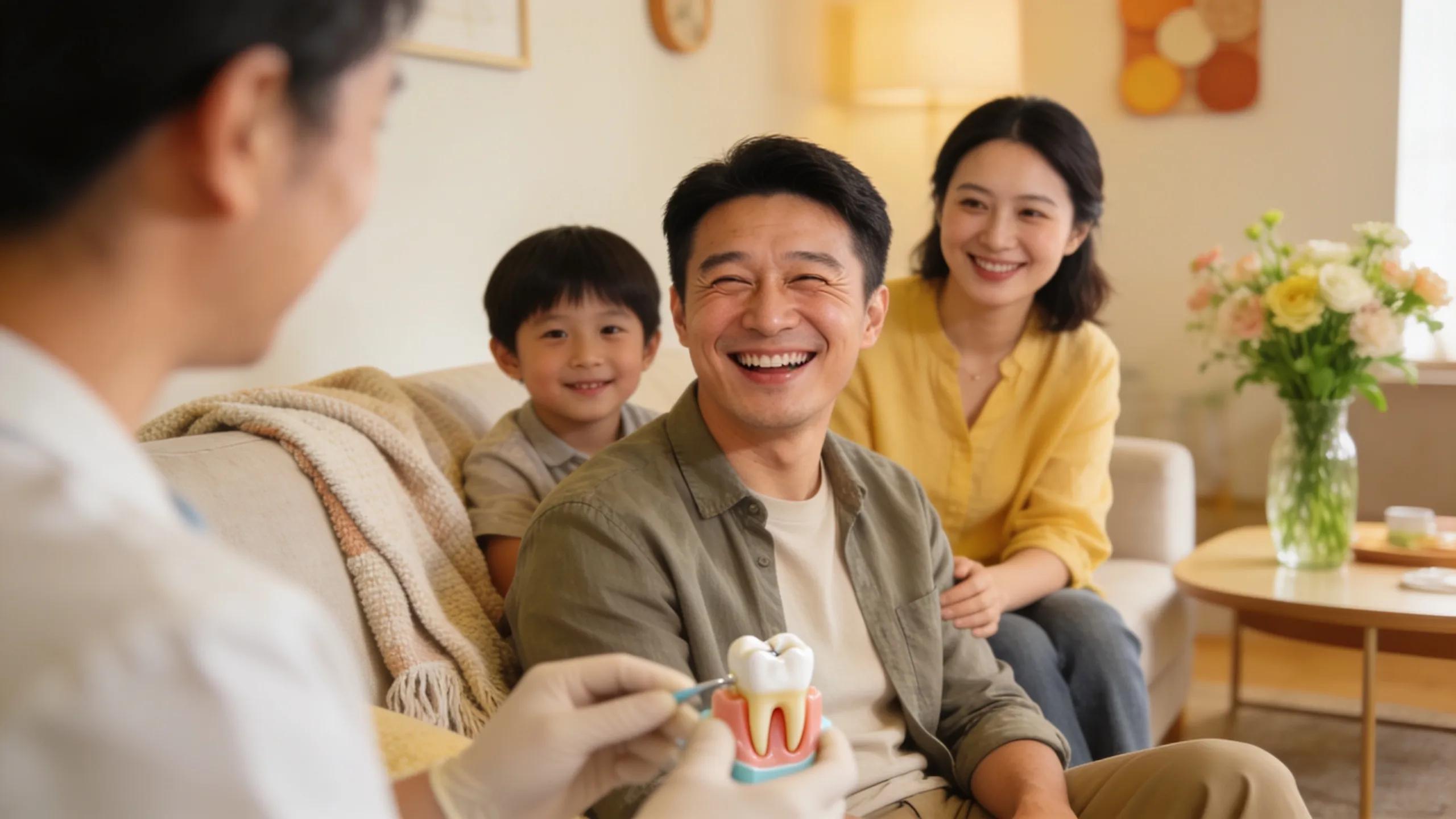 Smiling patient expressing satisfaction after successful root canal therapy, illustrating positive patient experiences.