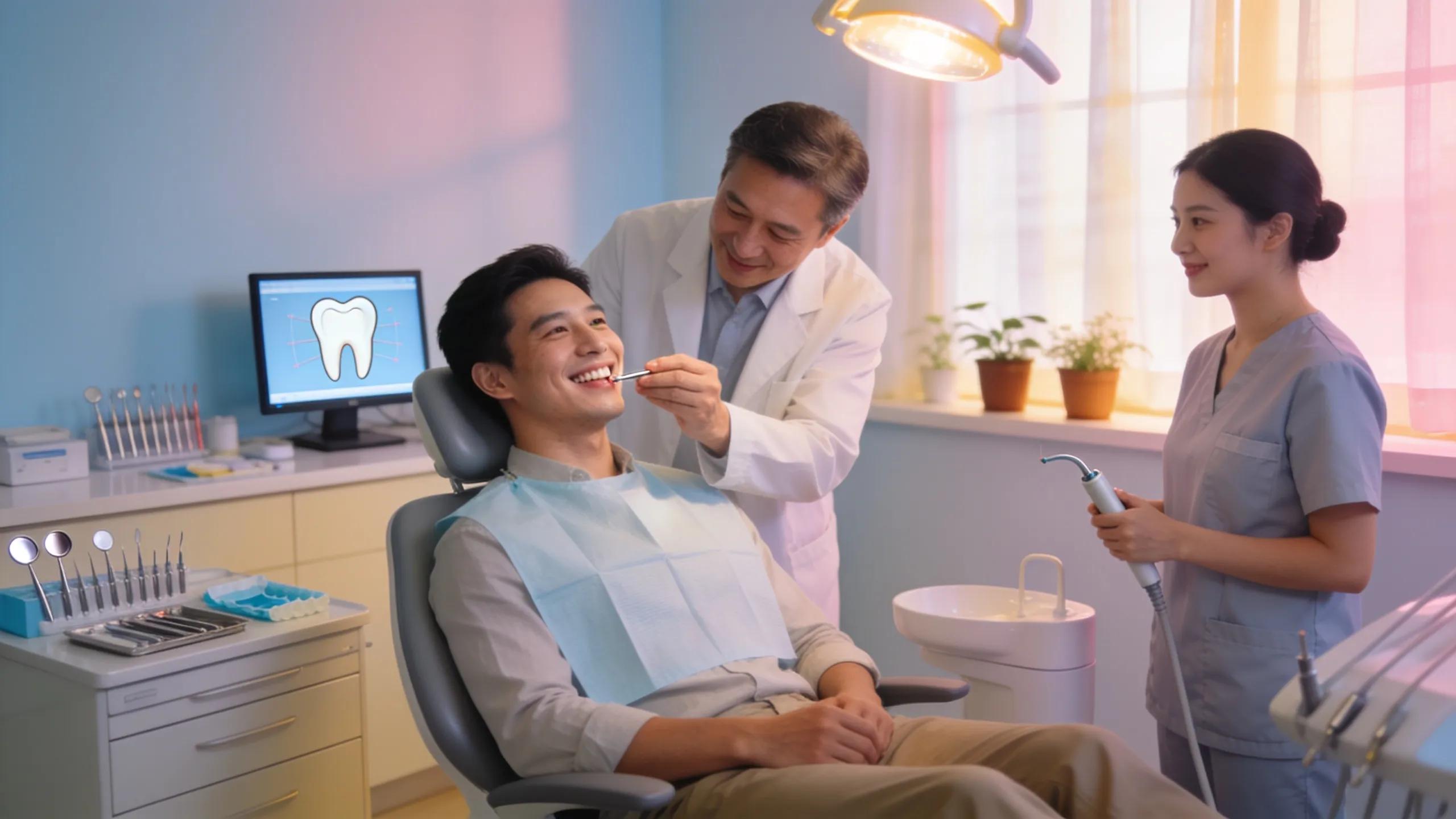 Patient receiving endodontic care in a welcoming dental office, emphasizing natural smile preservation