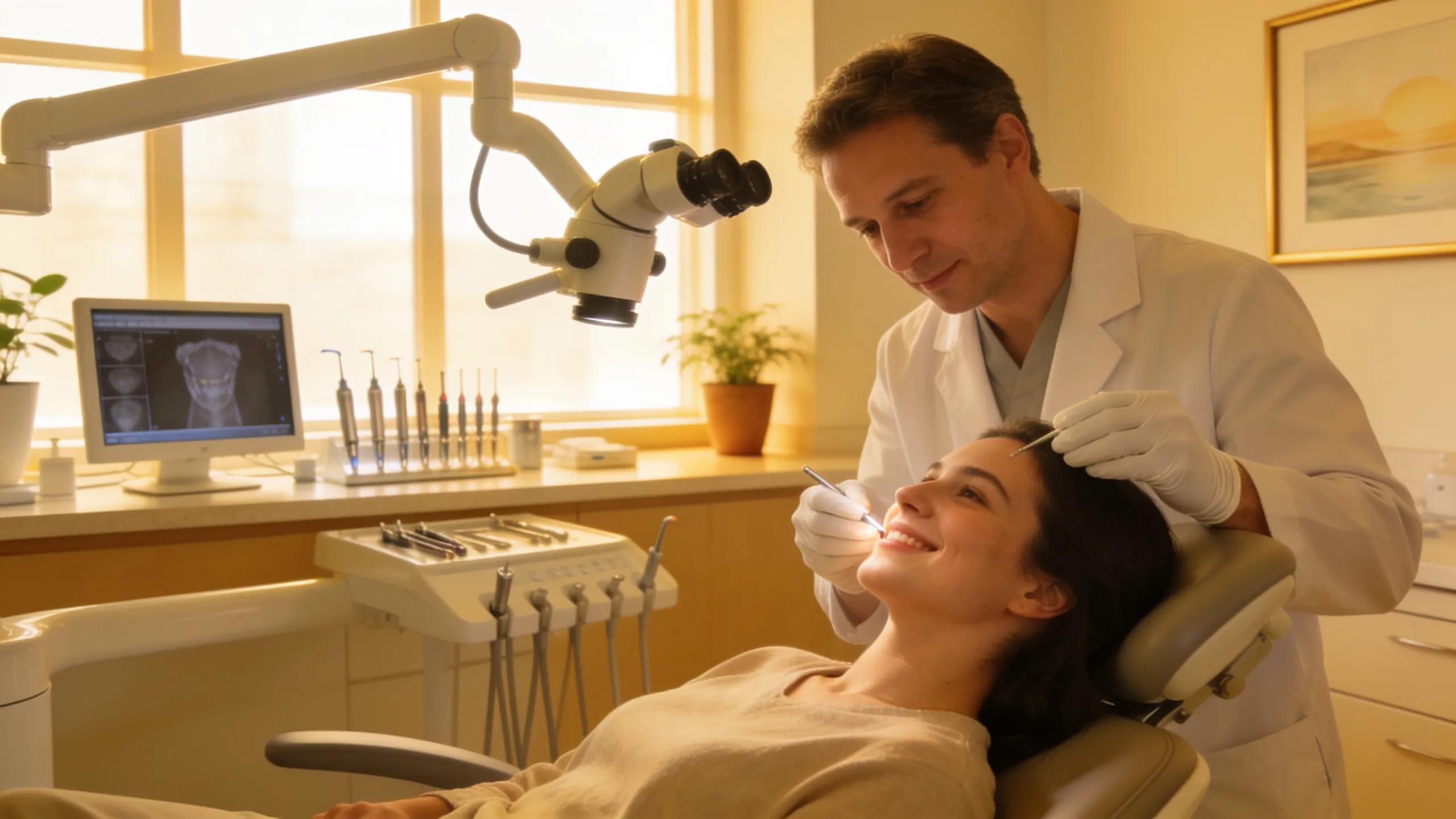 Dental clinic atmosphere with endodontic care in a welcoming treatment room