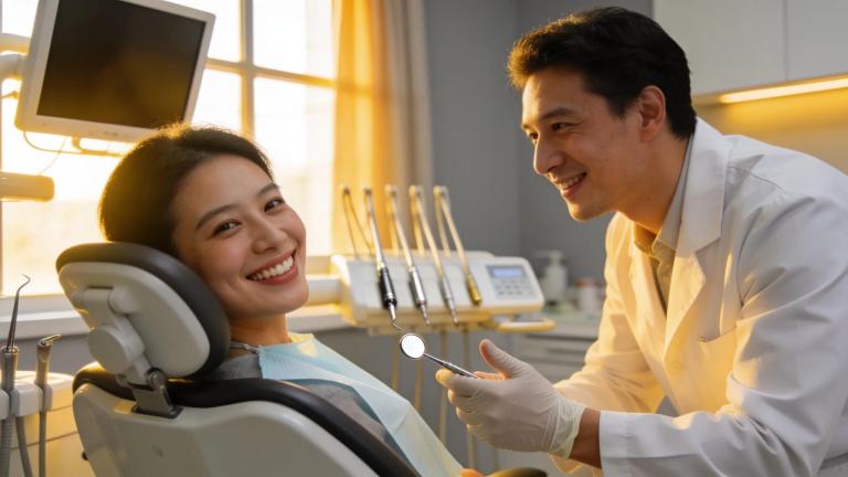 Smiling patient in a dental office showcasing the benefits of root canal therapy