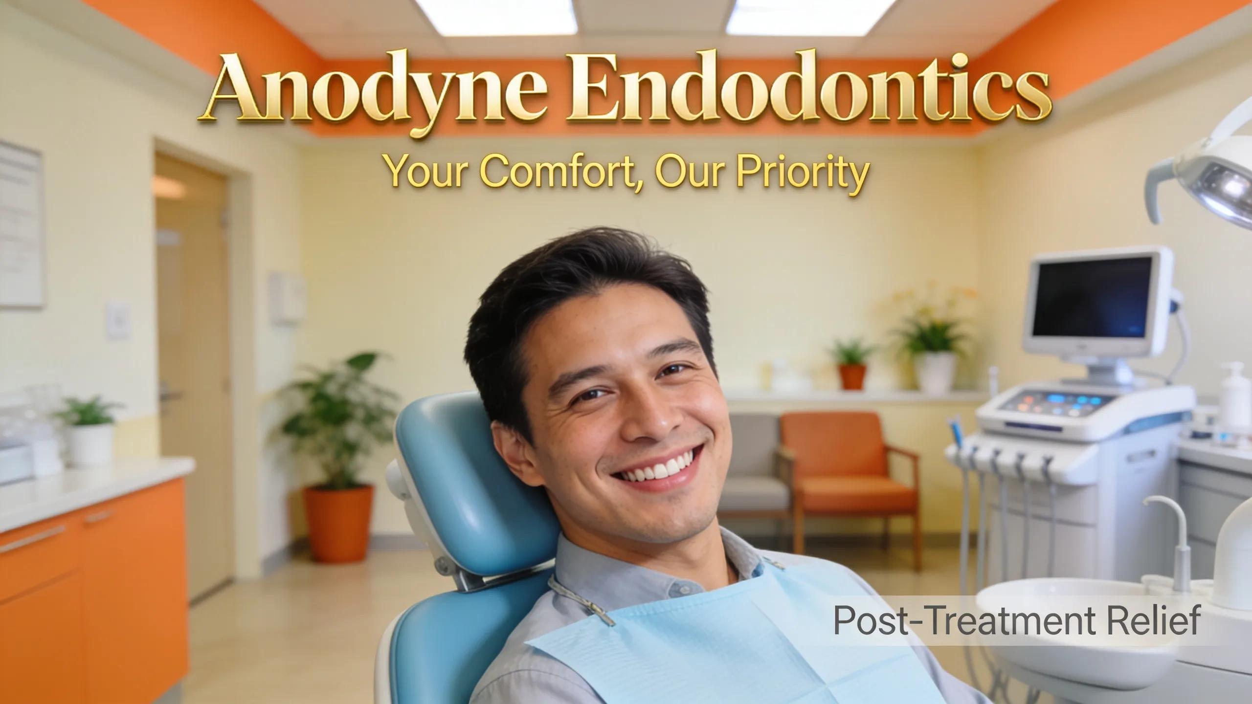 Smiling patient expressing satisfaction after root canal treatment reflecting compassionate care at Anodyne Endodontics