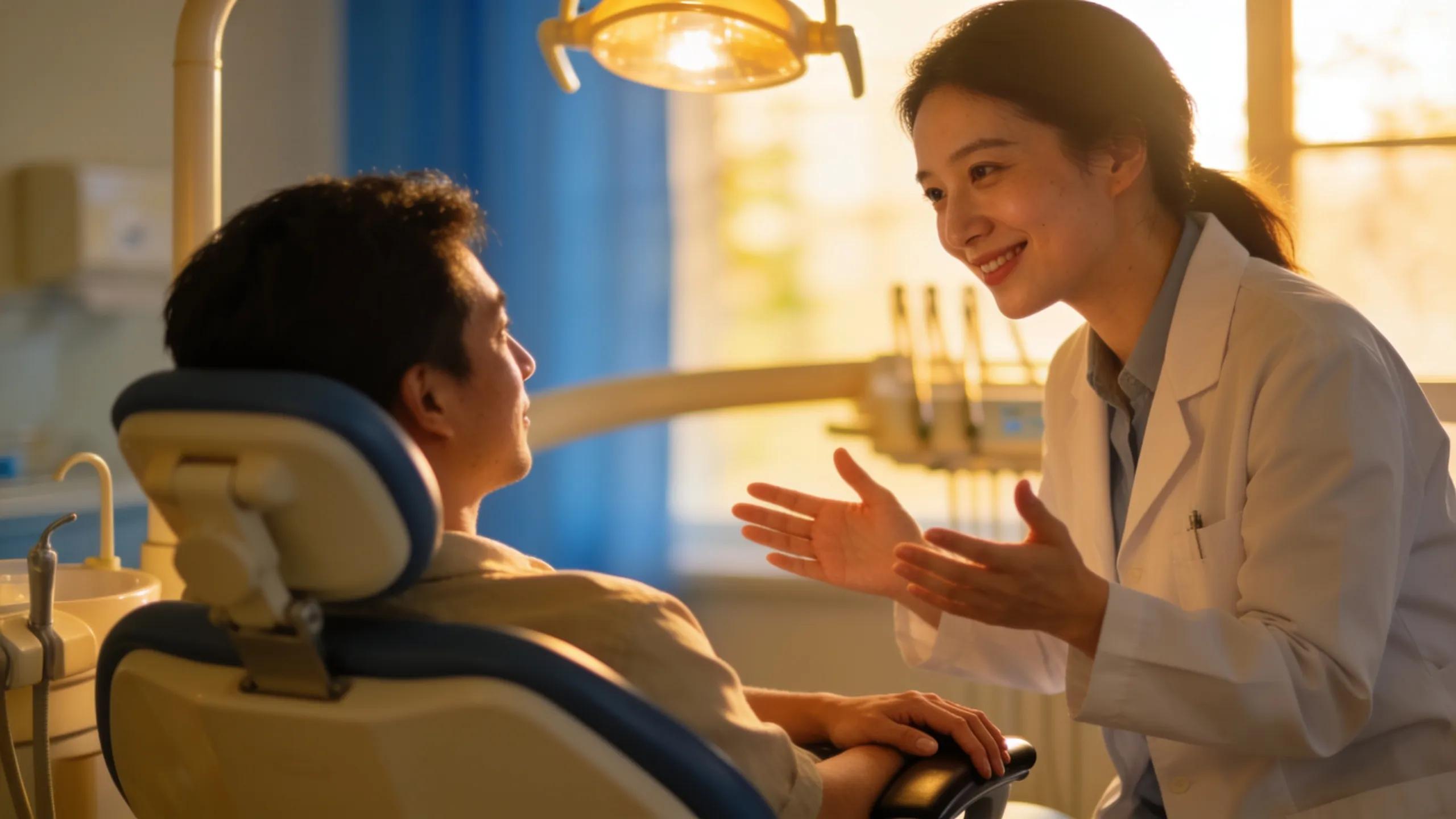 Empathetic dentist ensuring patient comfort during root canal consultation
