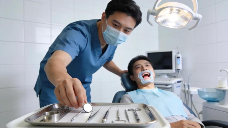 Dental professional preparing for an apicoectomy, highlighting the clinical setting and importance of dental procedures